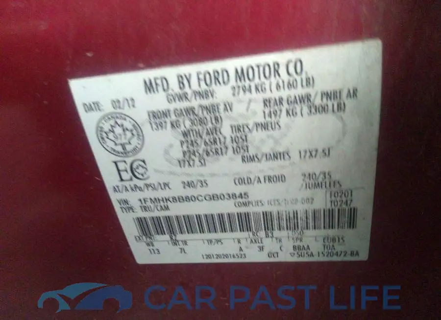1FMHK8B80CGB03845# 9