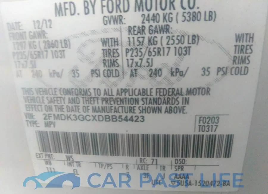 2FMDK3GCXDBB54423# 9
