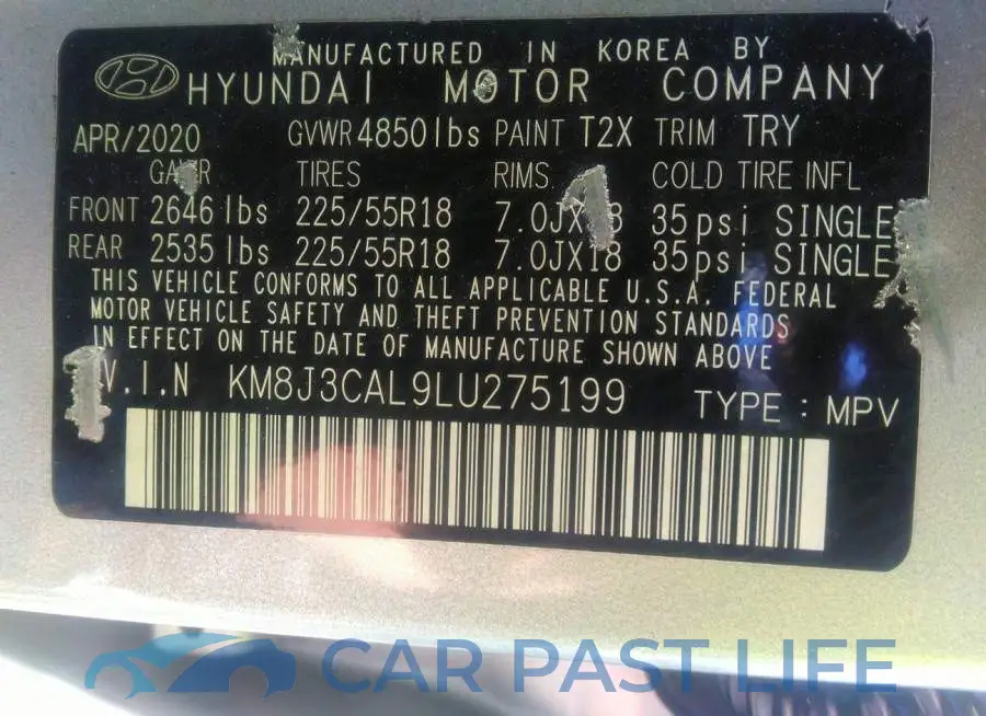 KM8J3CAL9LU275199# 9
