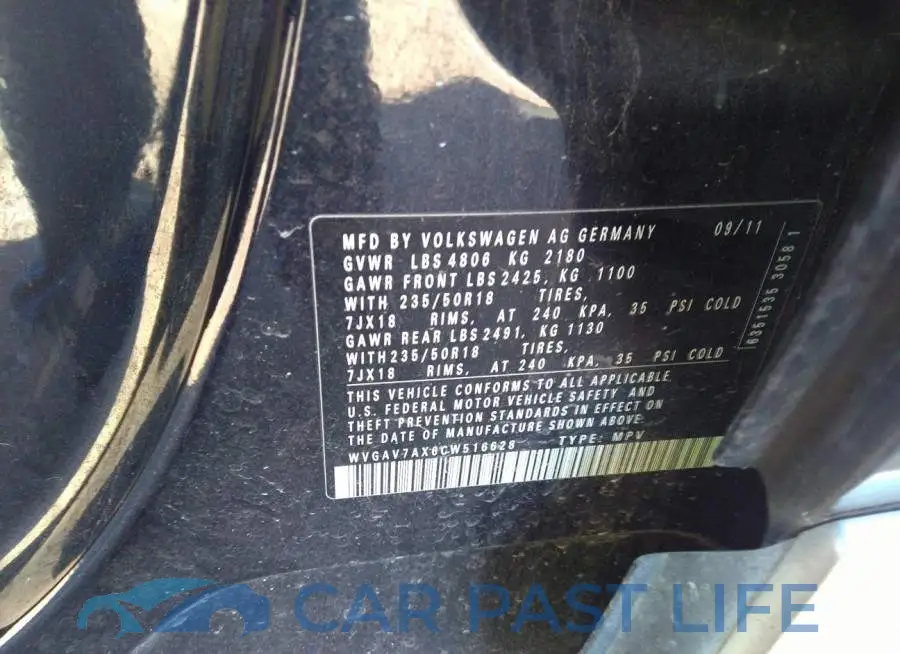 WVGAV7AX6CW516628# 9