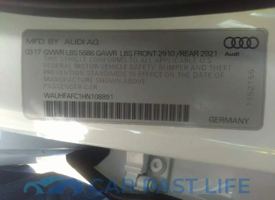 WAUHFAFC1HN108891# 9
