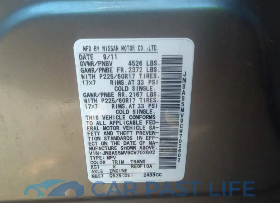 JN8AS5MV9CW702602# 9