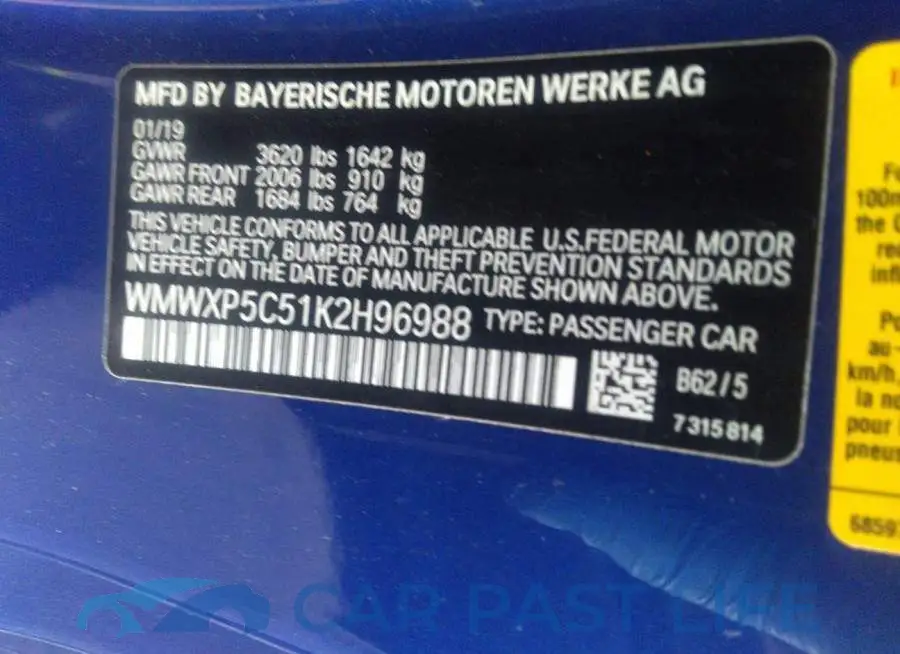 WMWXP5C51K2H96988# 9