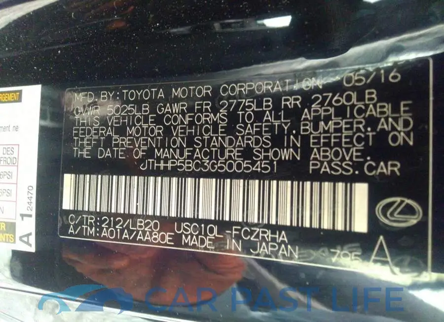 JTHHP5BC3G5005451# 9