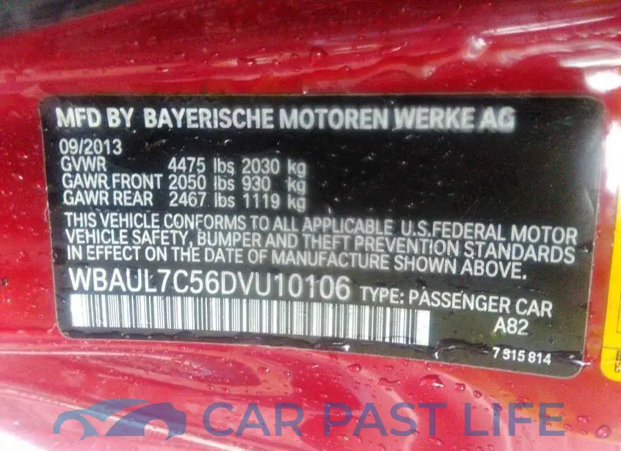 WBAUL7C56DVU10106# 9