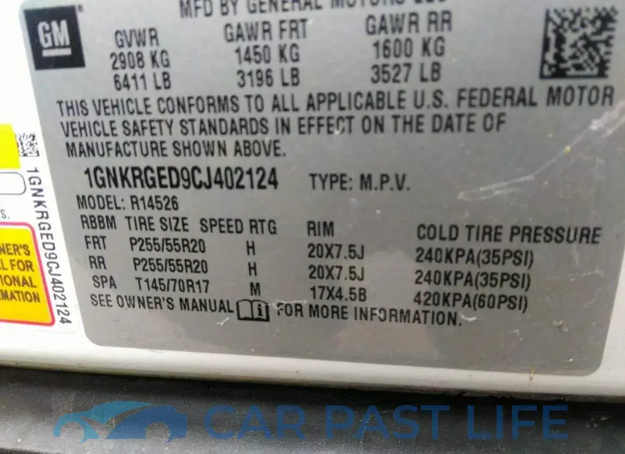 1GNKRGED9CJ402124# 9