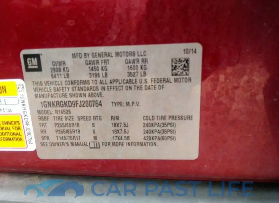 1GNKRGKD9FJ200764# 9