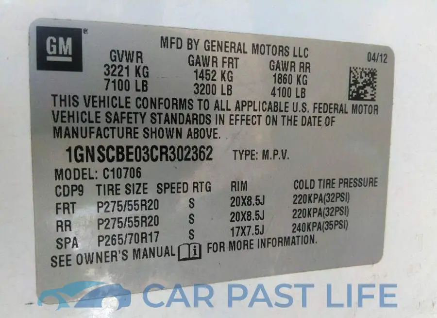 1GNSCBE03CR302362# 9