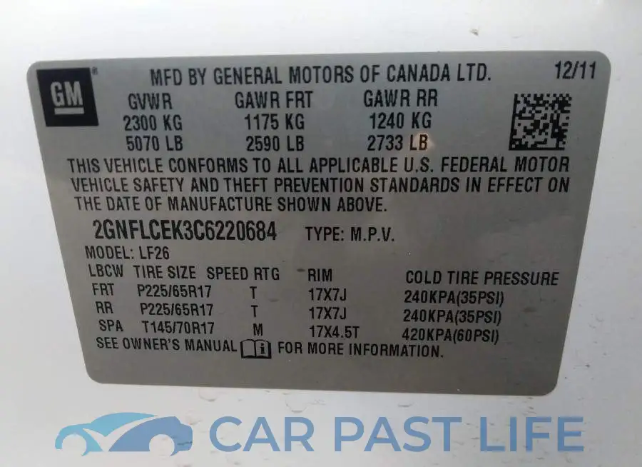 2GNFLCEK3C6220684# 9