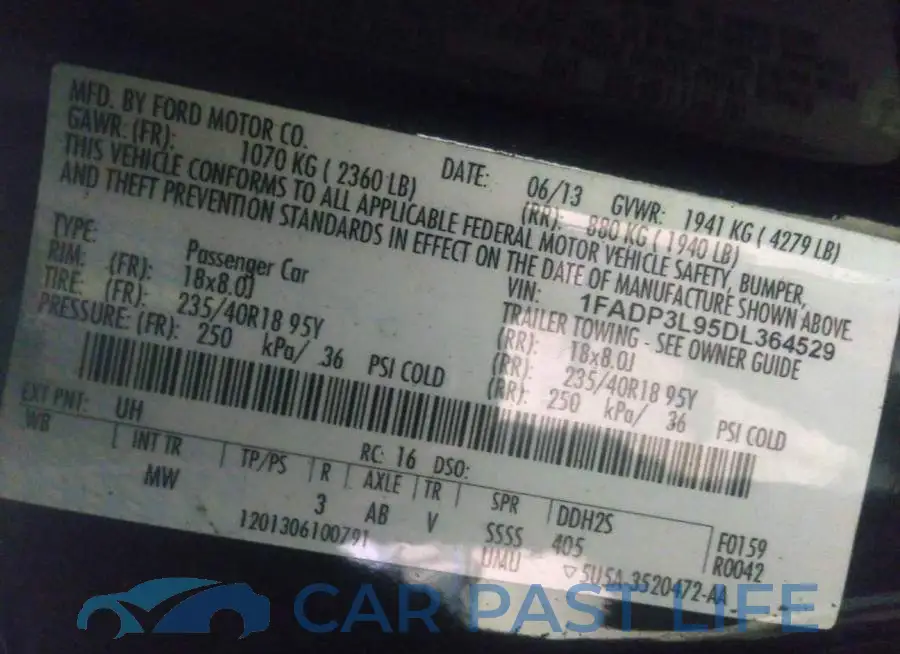 1FADP3L95DL364529# 9