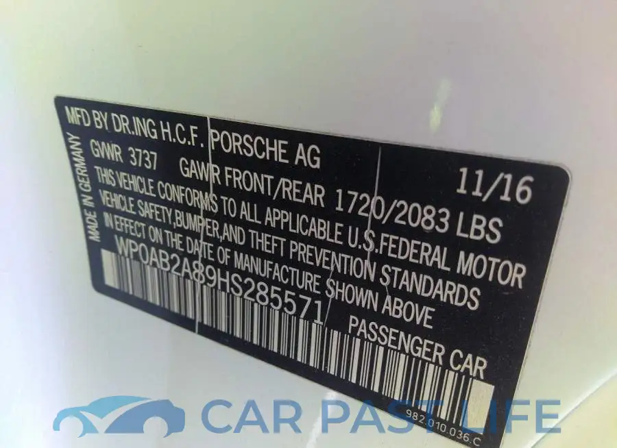 WP0AB2A89HS285571# 9