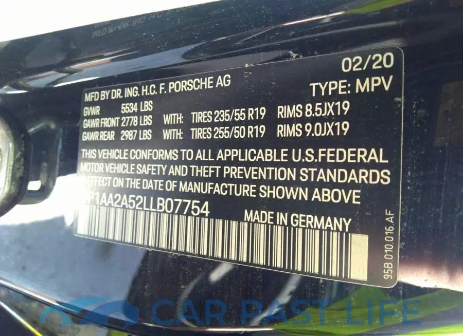 WP1AA2A52LLB07754# 9