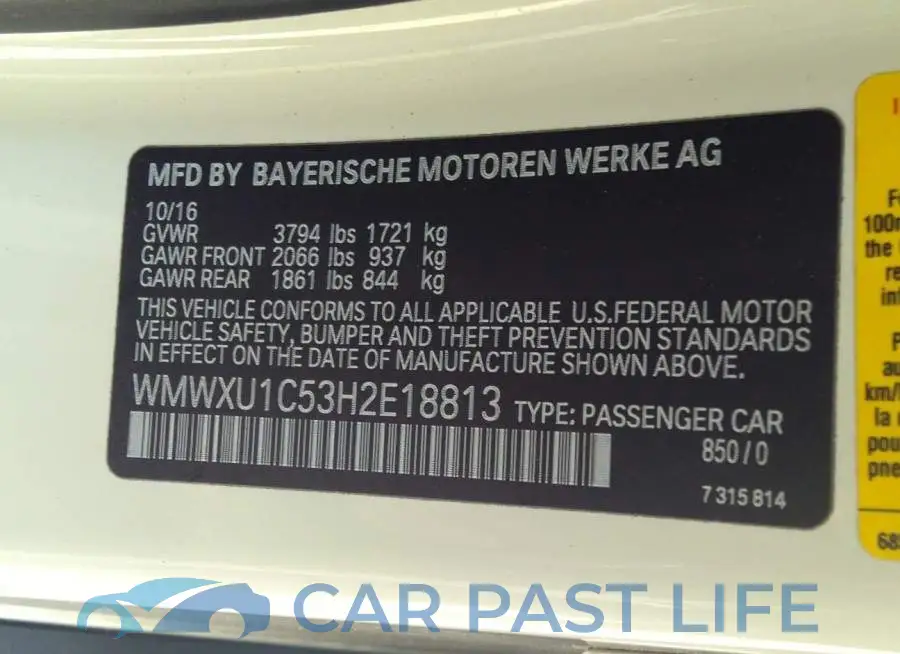 WMWXU1C53H2E18813# 9