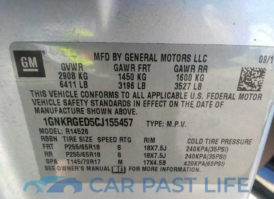 1GNKRGED5CJ155457# 9