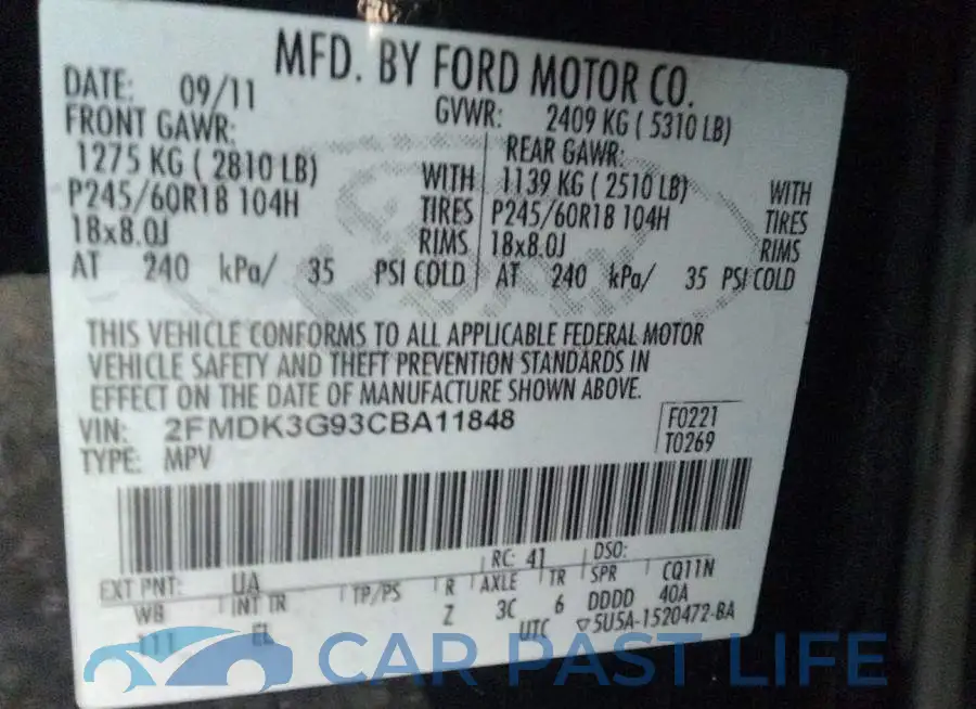 2FMDK3G93CBA11848# 9