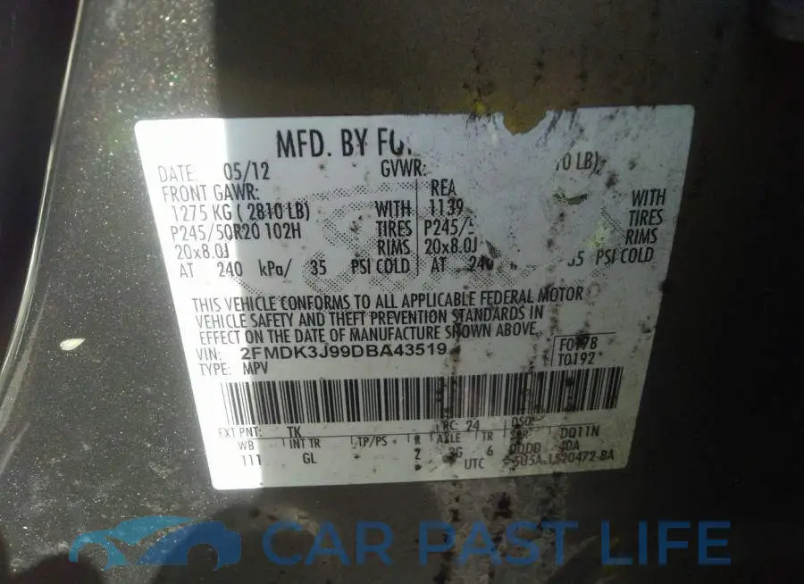 2FMDK3J99DBA43519# 9