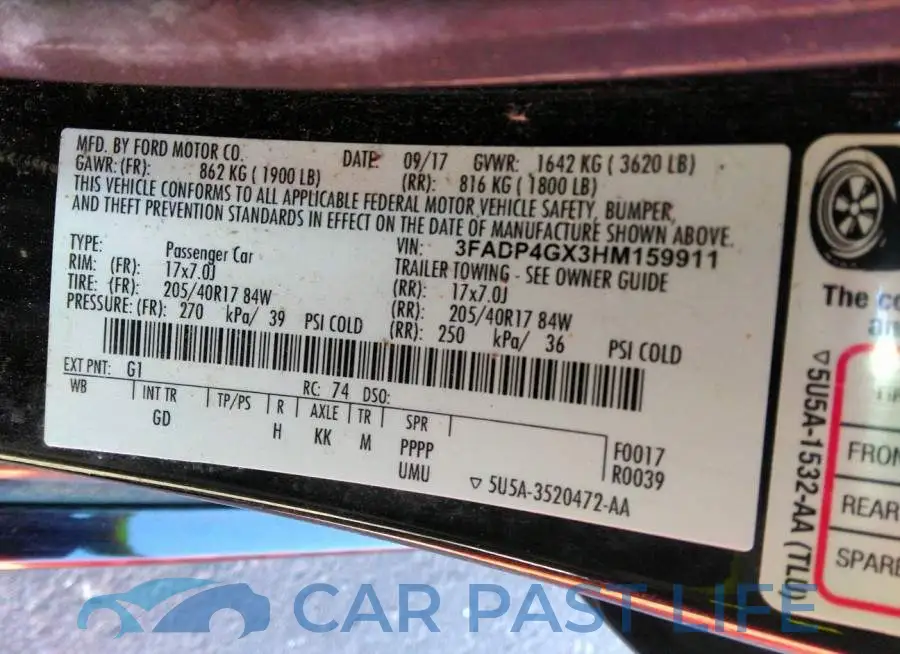 3FADP4GX3HM159911# 9