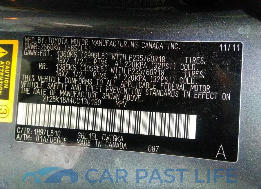 2T2BK1BA4CC130190# 9