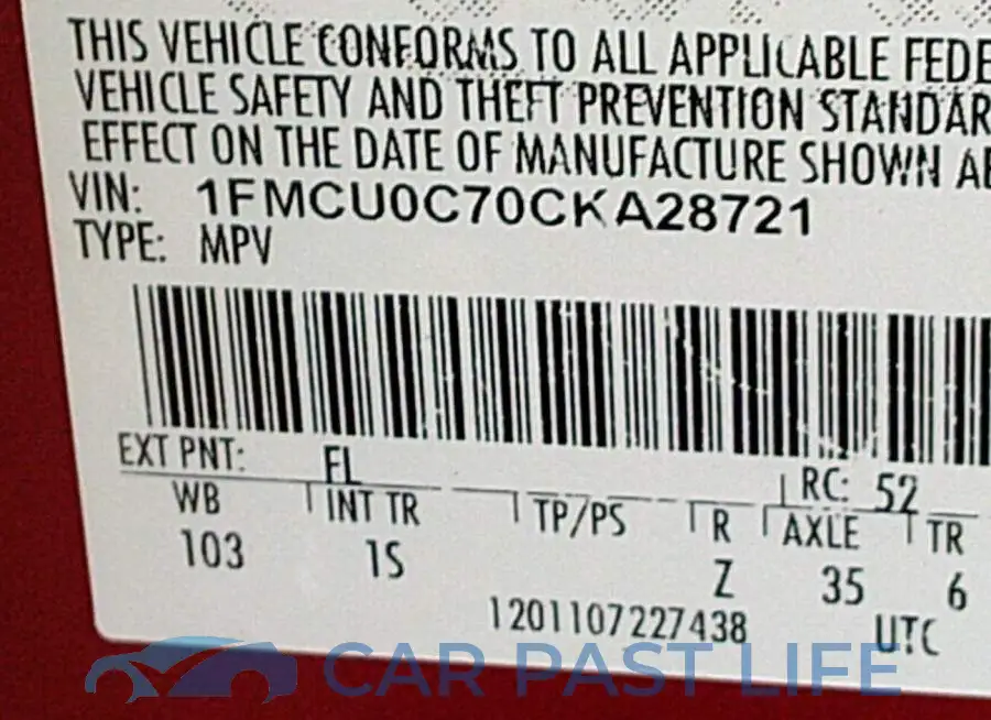1FMCU0C70CKA28721# 9
