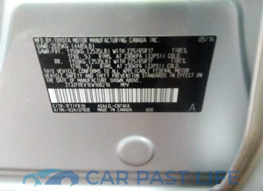 2T3ZFREV1EW106216# 9