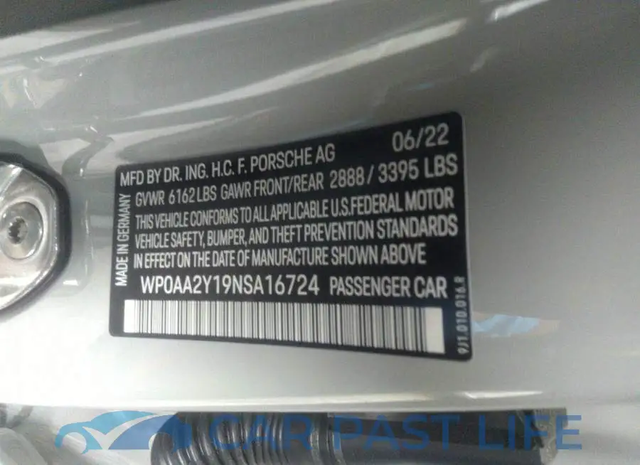 WP0AA2Y19NSA16724# 9