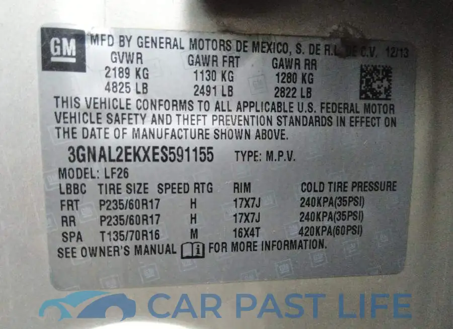 3GNAL2EKXES591155# 9