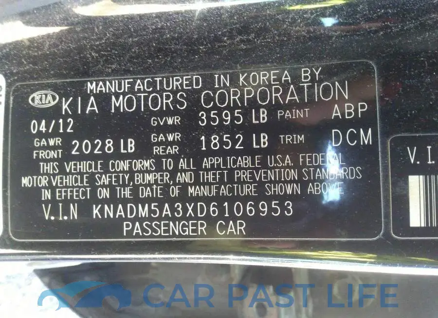 KNADM5A3XD6106953# 9