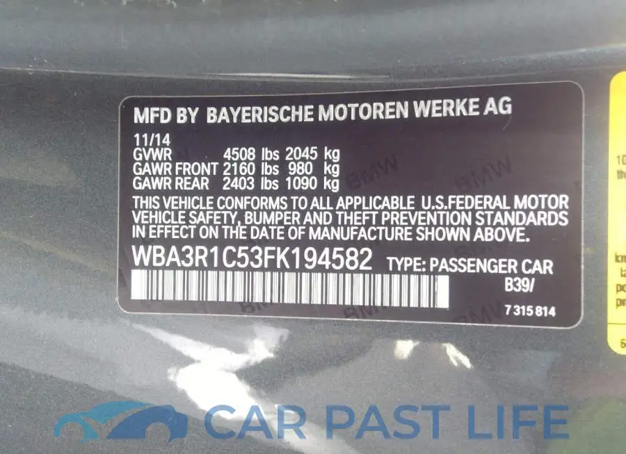WBA3R1C53FK194582# 9