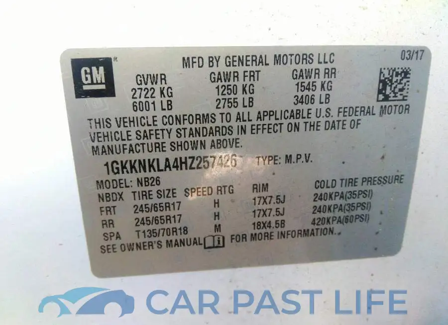 1GKKNKLA4HZ257426# 9