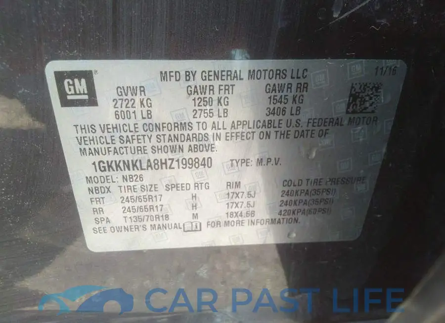 1GKKNKLA8HZ199840# 9
