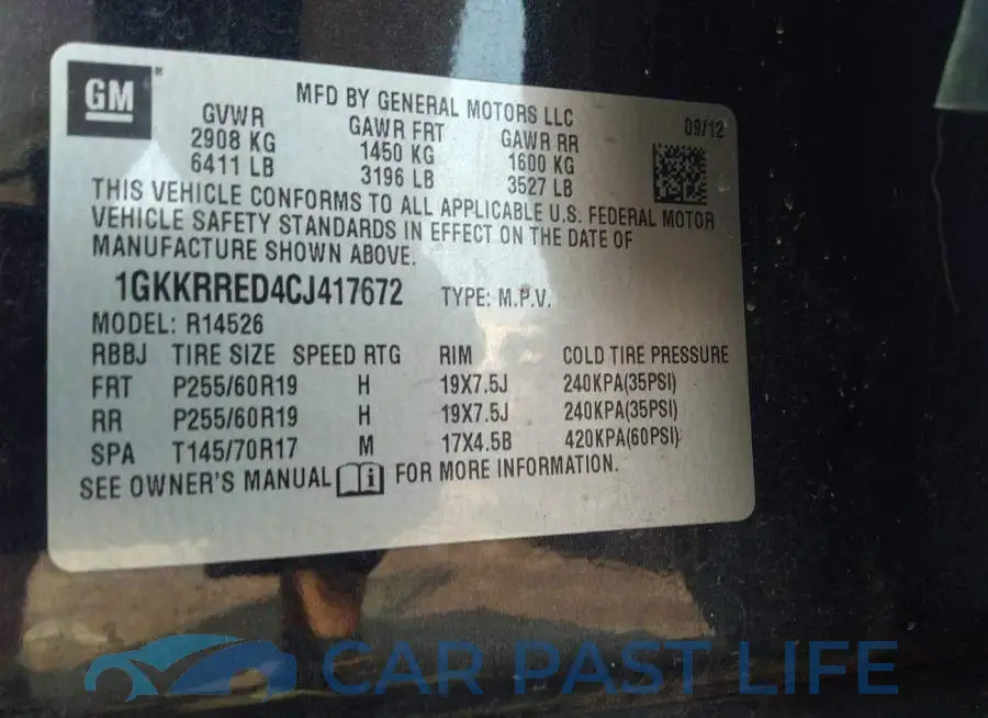 1GKKRRED4CJ417672# 9