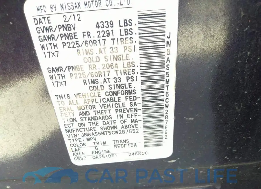 JN8AS5MT5CW287552# 9