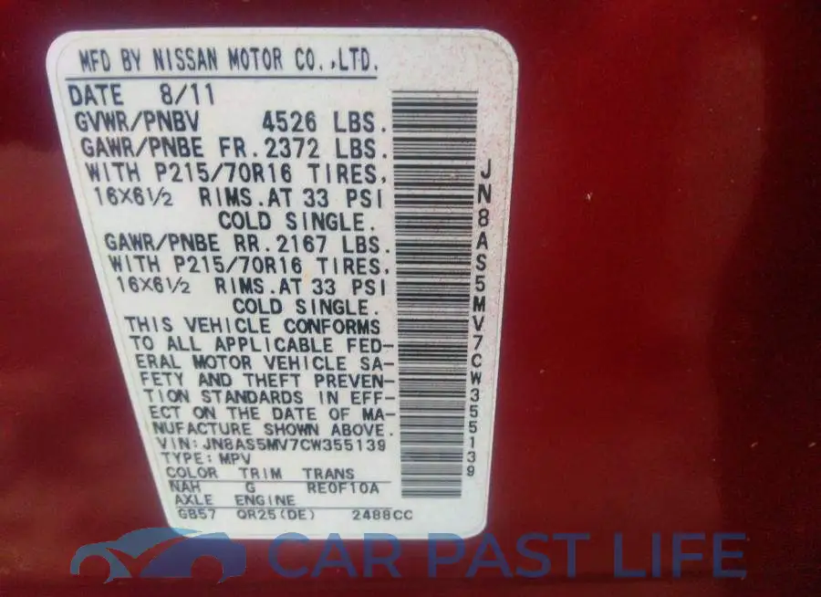 JN8AS5MV7CW355139# 9