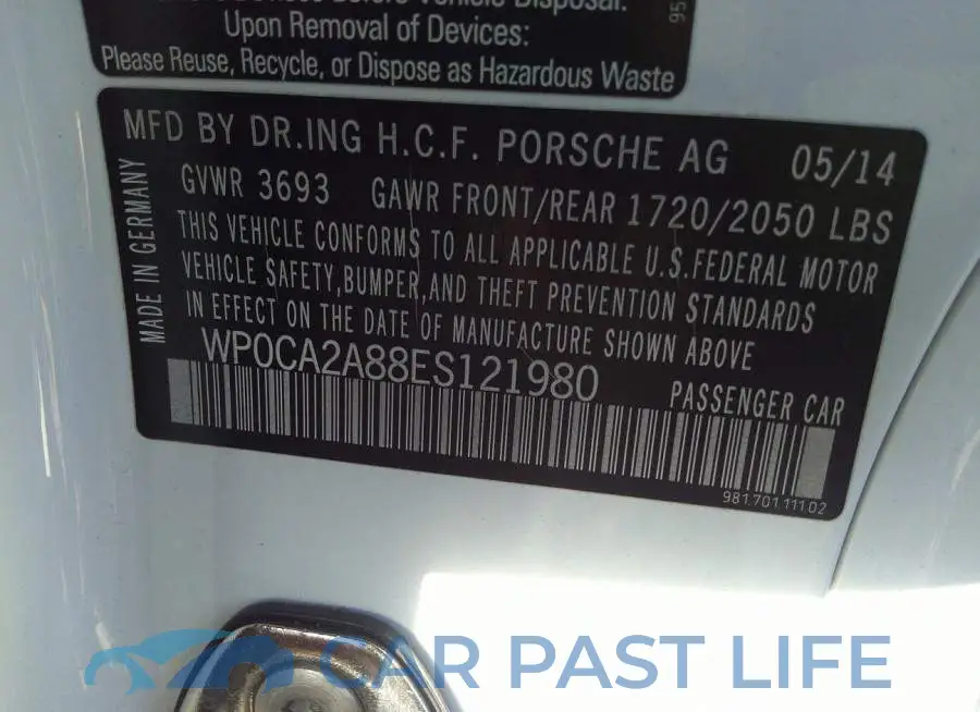 WP0CA2A88ES121980# 9