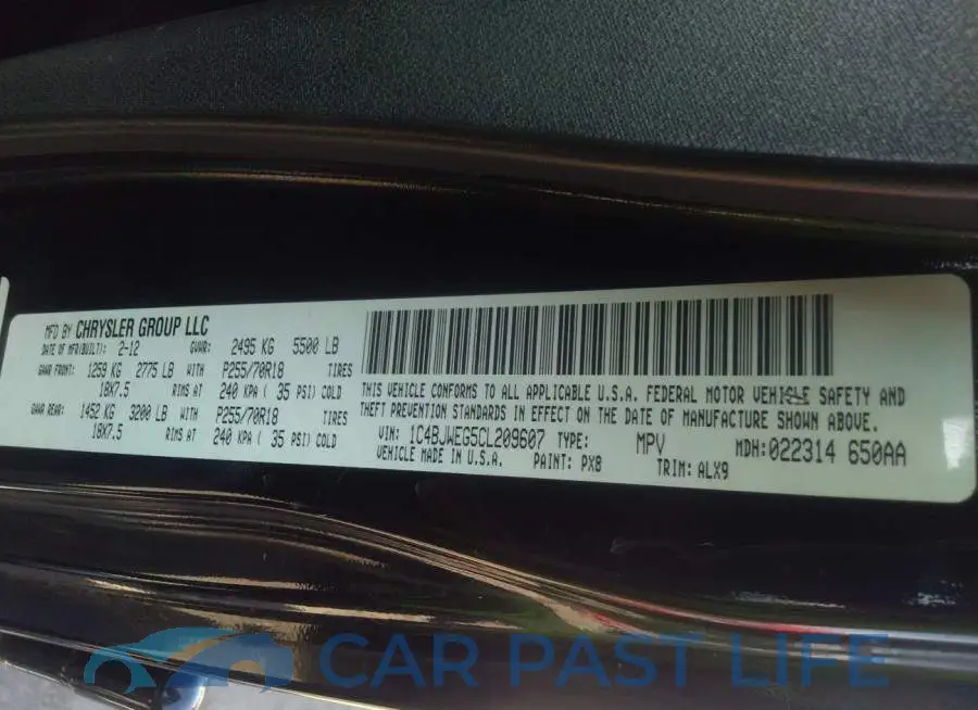 1C4BJWEG5CL209607# 9