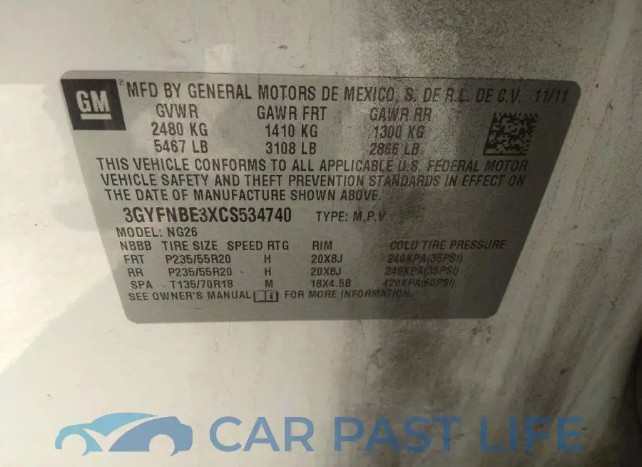 3GYFNBE3XCS534740# 9