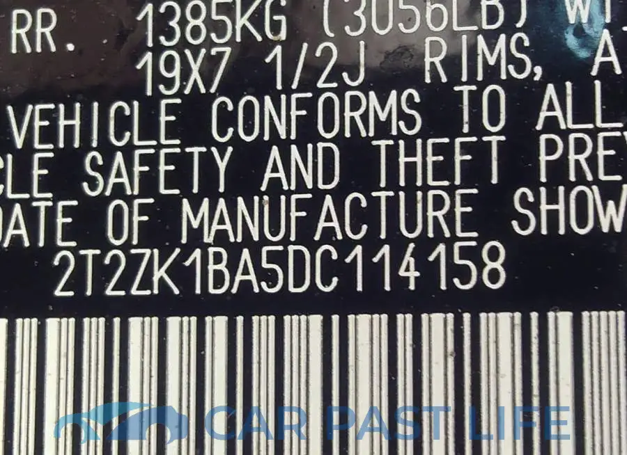 2T2ZK1BA5DC114158# 9