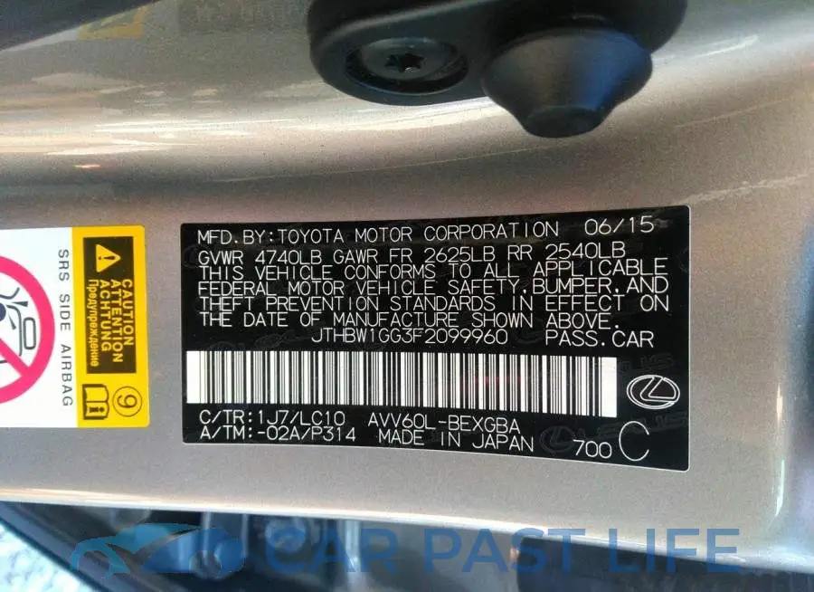 JTHBW1GG3F2099960# 9