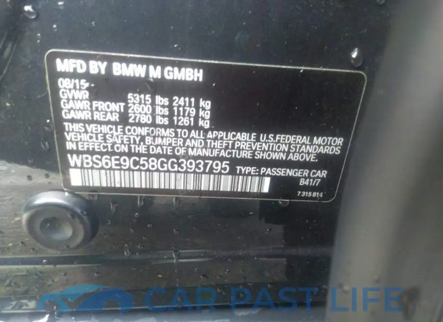 WBS6E9C58GG393795# 9