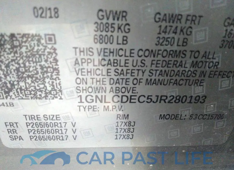 1GNLCDEC5JR280193# 9