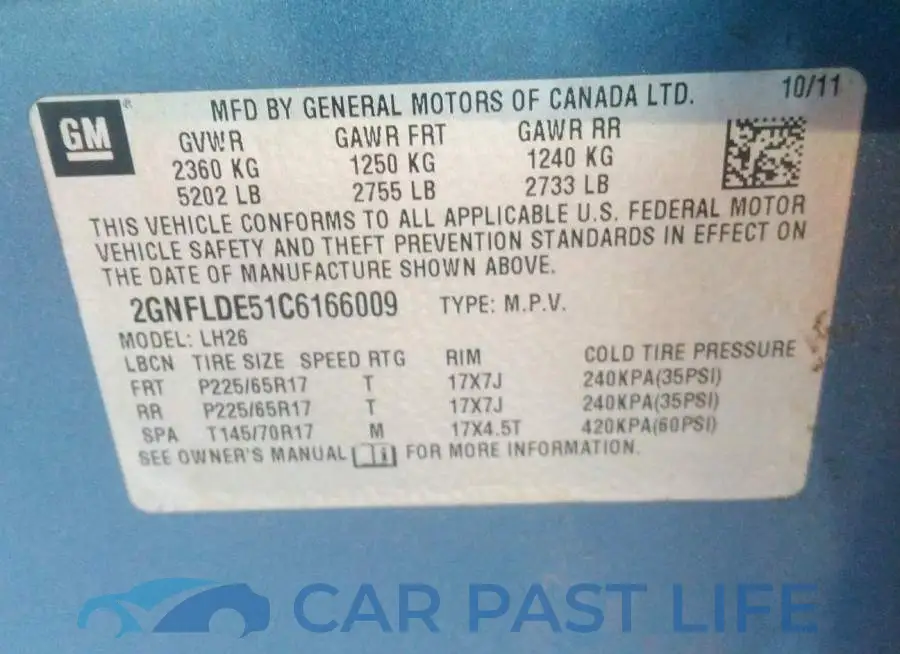 2GNFLDE51C6166009# 9