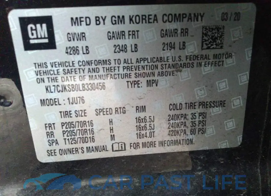 KL7CJKSB0LB330456# 9
