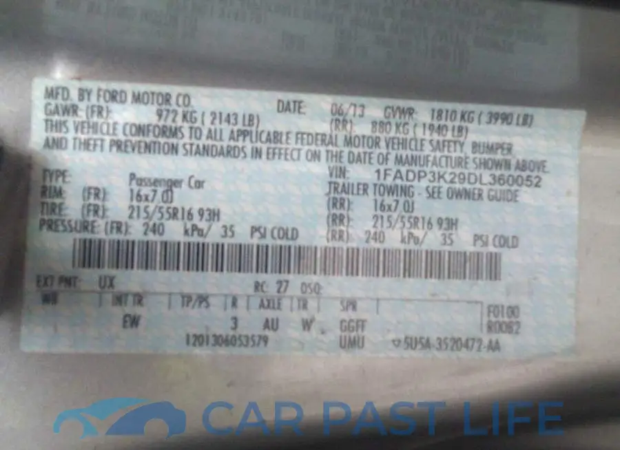 1FADP3K29DL360052# 9