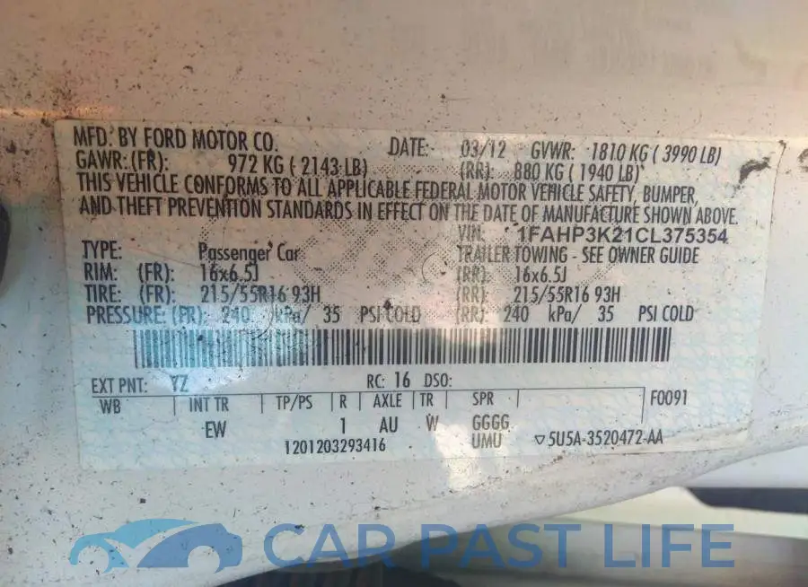 1FAHP3K21CL375354# 9