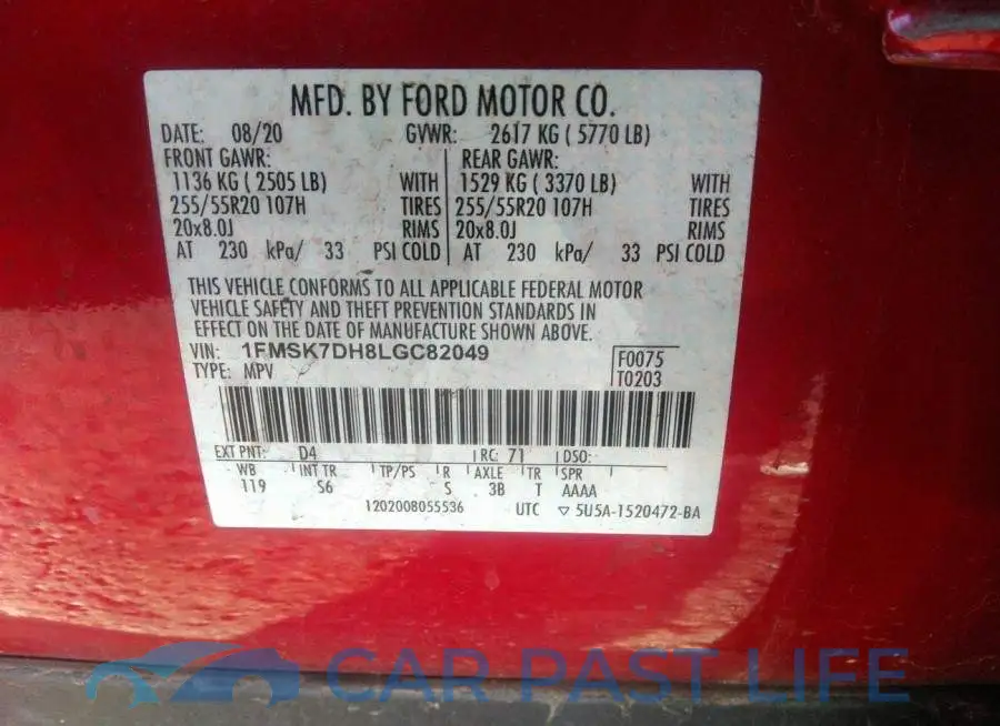 1FMSK7DH8LGC82049# 9