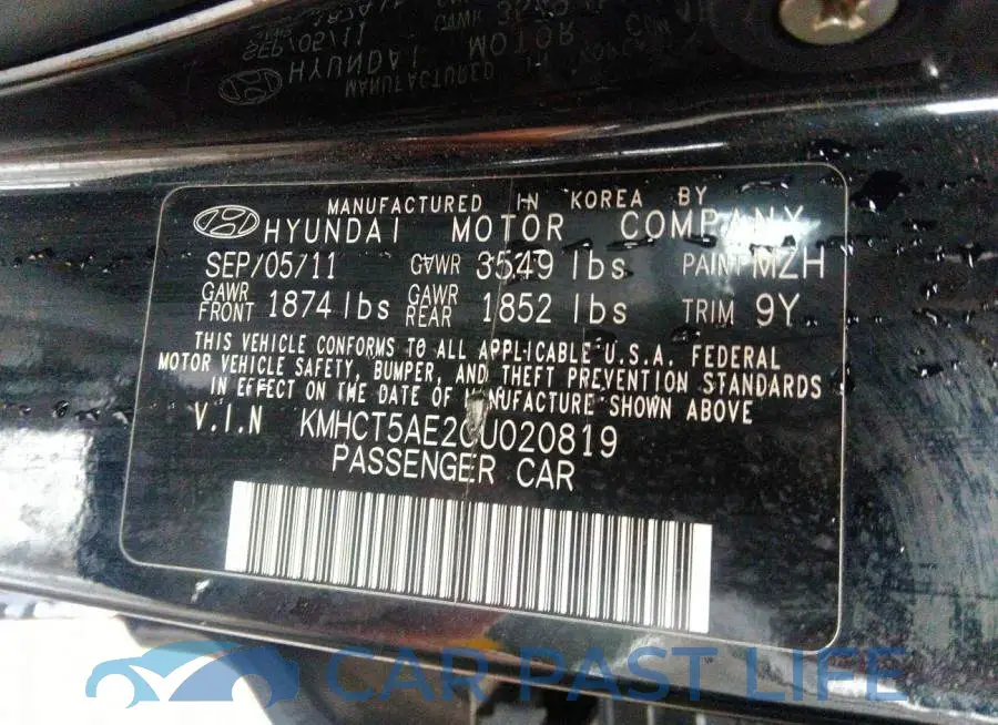 KMHCT5AE2CU020819# 9