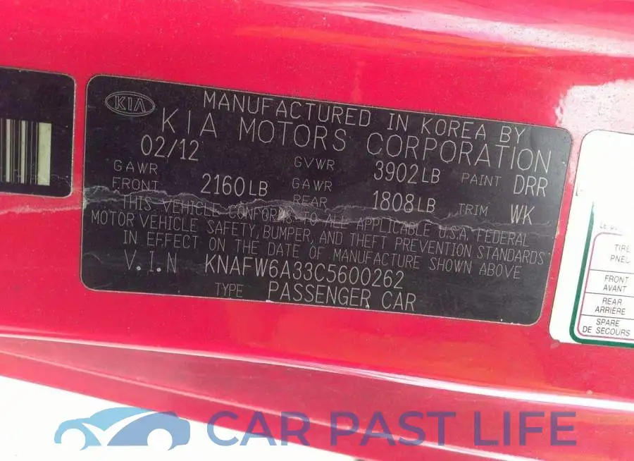 KNAFW6A33C5600262# 9