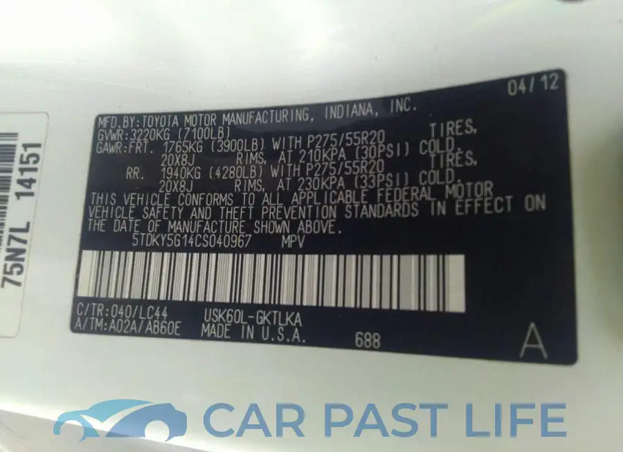 5TDKY5G14CS040967# 9