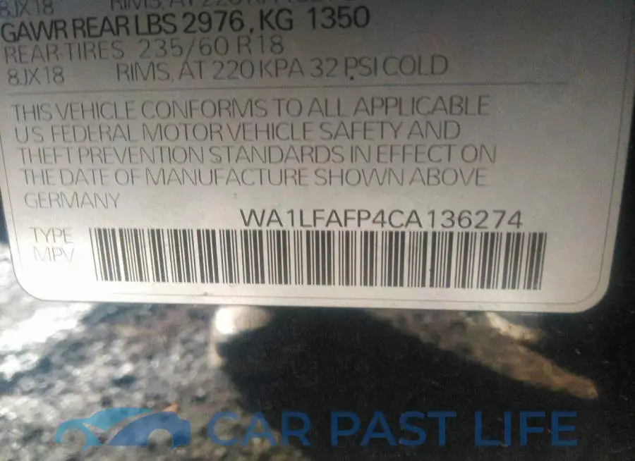 WA1LFAFP4CA136274# 9