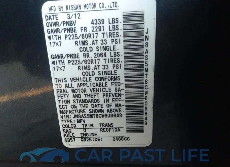 JN8AS5MT8CW609648# 9